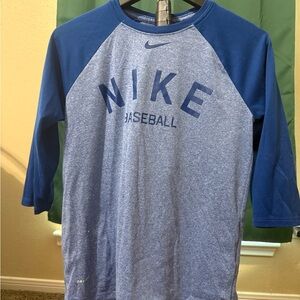 Nike Kids Long Sleeve Blue Baseball Tee